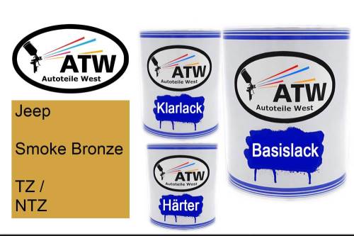 Jeep, Smoke Bronze, TZ / NTZ: 1L Lackdose + 1L Klarlack + 500ml Härter - Set, von ATW Autoteile West.